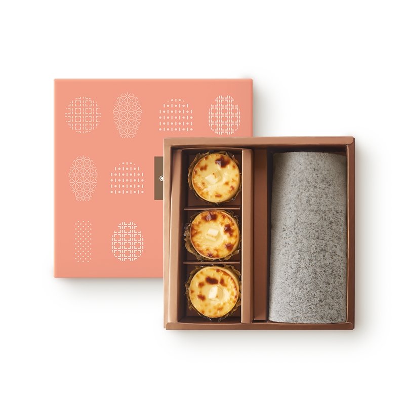 雕刻時光 純起司派+芝麻捲蛋糕2盒 Full Moon Gift Box_Cheese Pie & Sesame Roll Cake - 向陽房 SHINEHOUSE - 組合款禮盒